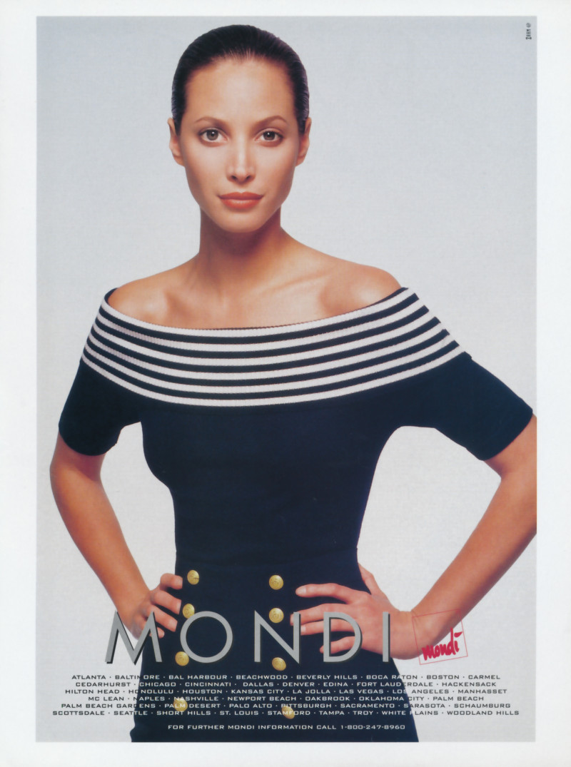 Christy Turlington featured in  the mondi advertisement for Spring/Summer 1998