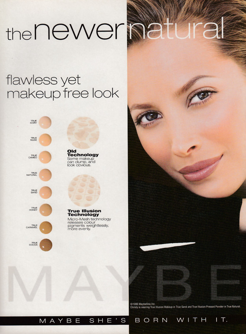 Christy Turlington featured in  the Maybelline advertisement for Autumn/Winter 1999