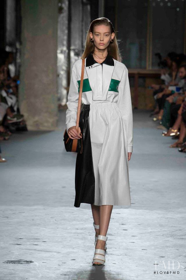 Ondria Hardin featured in  the Proenza Schouler fashion show for Spring/Summer 2015