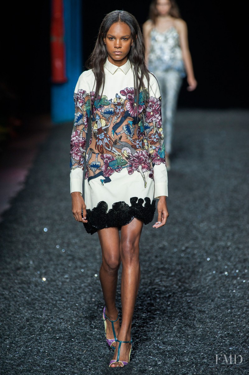 Emely Montero featured in  the Mary Katrantzou fashion show for Spring/Summer 2015