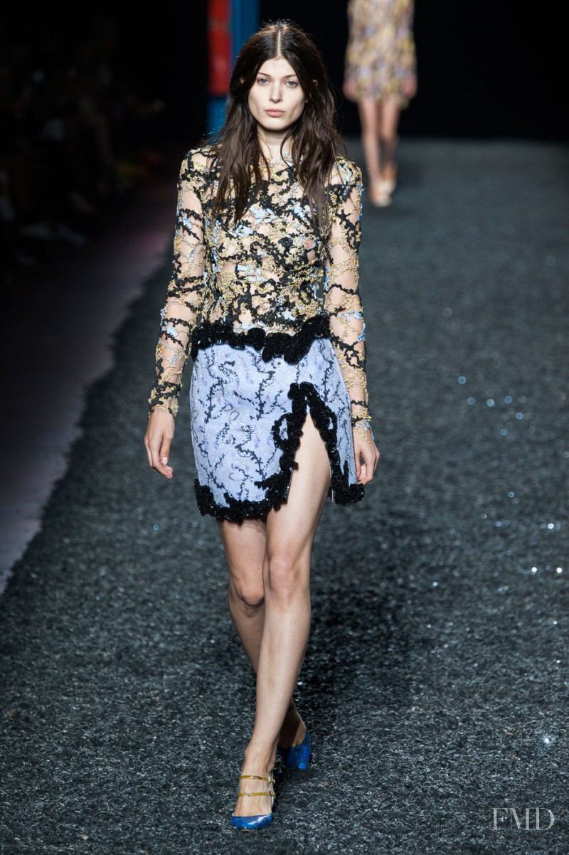 Larissa Hofmann featured in  the Mary Katrantzou fashion show for Spring/Summer 2015