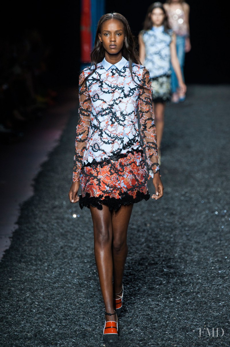 Leila Ndabirabe featured in  the Mary Katrantzou fashion show for Spring/Summer 2015