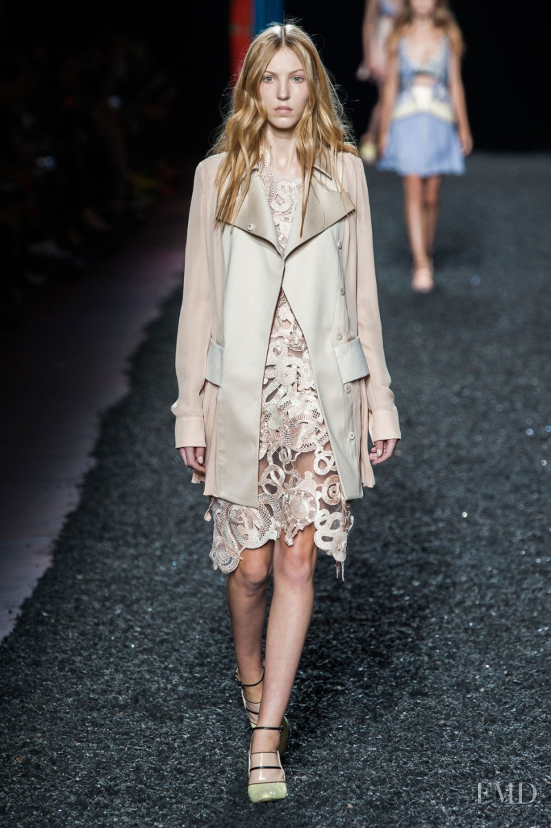 Ella Richards featured in  the Mary Katrantzou fashion show for Spring/Summer 2015