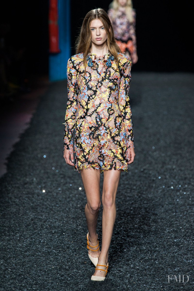 Emmy Rappe featured in  the Mary Katrantzou fashion show for Spring/Summer 2015