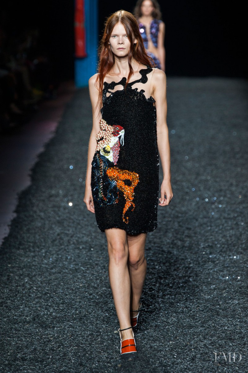 Irina Kravchenko featured in  the Mary Katrantzou fashion show for Spring/Summer 2015