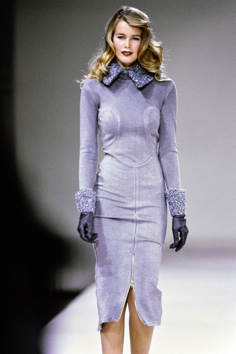 Claudia Schiffer featured in  the Alaia fashion show for Autumn/Winter 1991