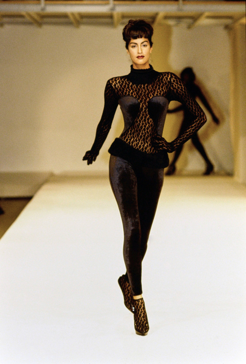 Yasmeen Ghauri featured in  the Alaia fashion show for Autumn/Winter 1991