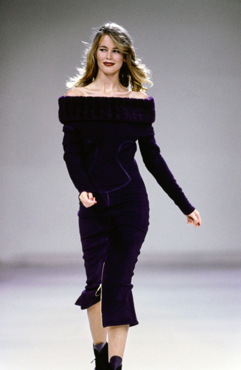 Claudia Schiffer featured in  the Alaia fashion show for Autumn/Winter 1991