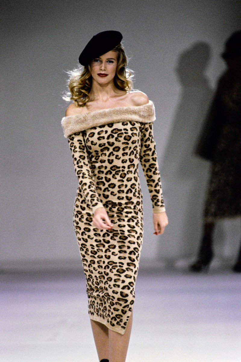 Claudia Schiffer featured in  the Alaia fashion show for Autumn/Winter 1991