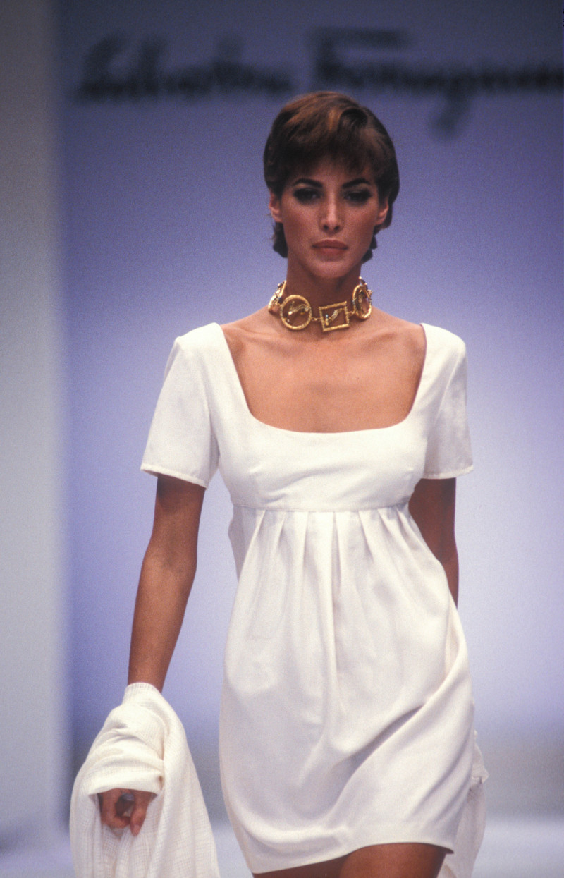 Christy Turlington featured in  the Salvatore Ferragamo fashion show for Spring/Summer 1991