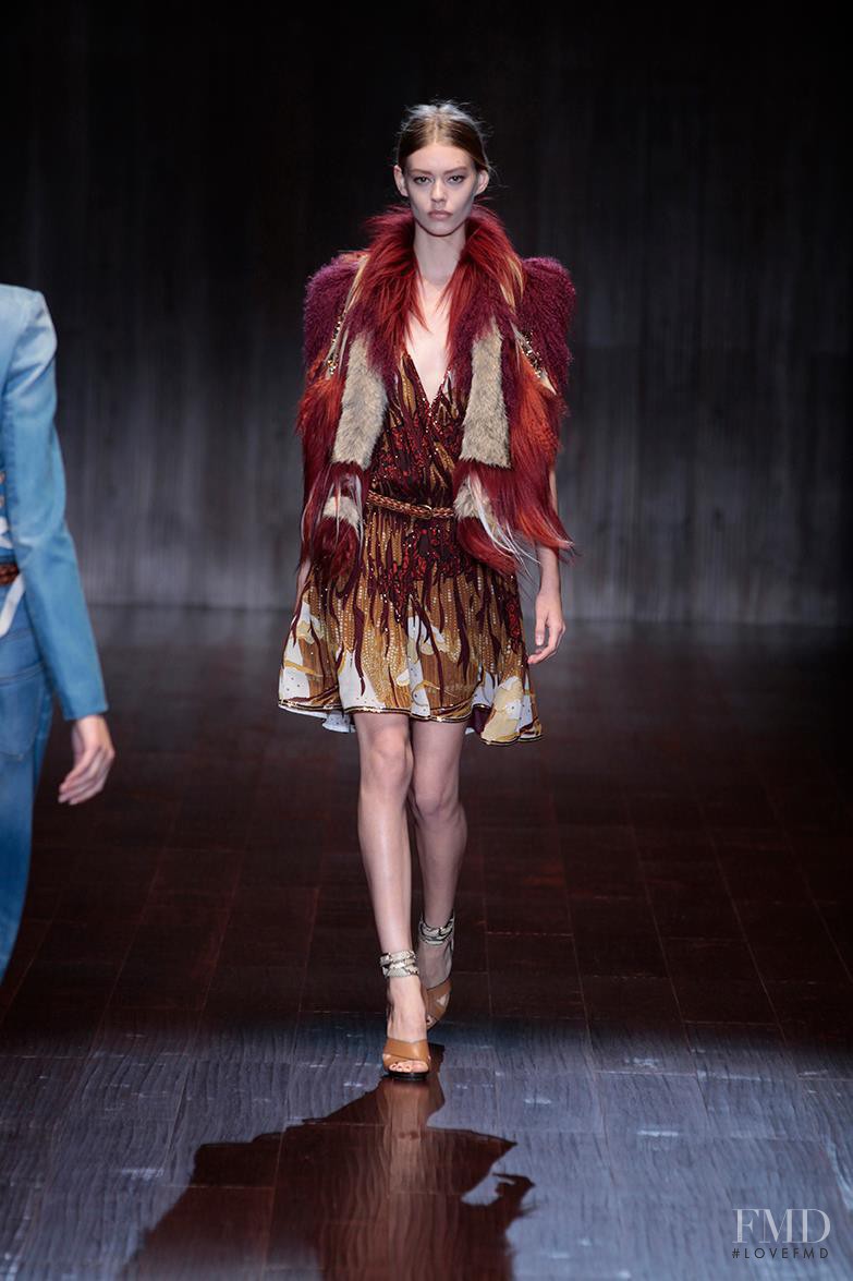 Ondria Hardin featured in  the Gucci fashion show for Spring/Summer 2015