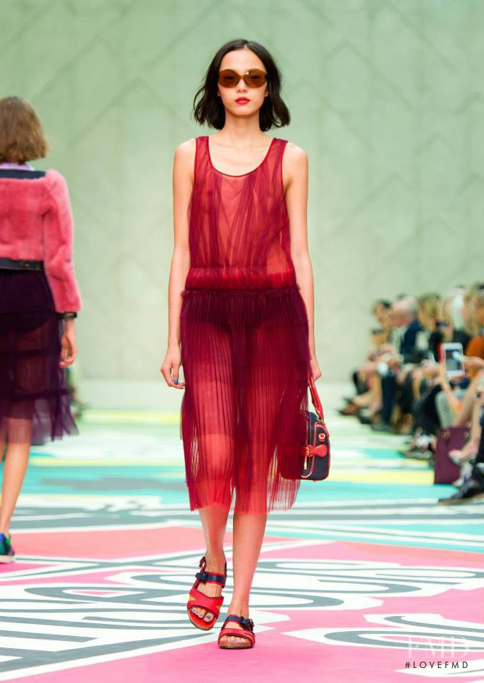 Xiao Wen Ju featured in  the Burberry Prorsum fashion show for Spring/Summer 2015