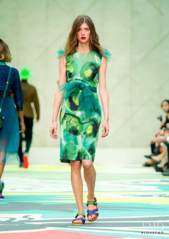 Jessica Burley featured in  the Burberry Prorsum fashion show for Spring/Summer 2015