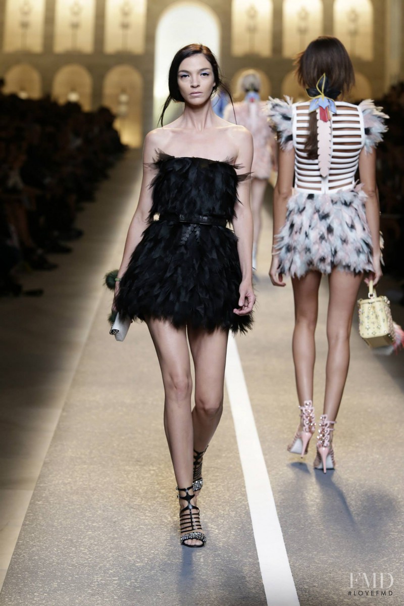 Mariacarla Boscono featured in  the Fendi fashion show for Spring/Summer 2015