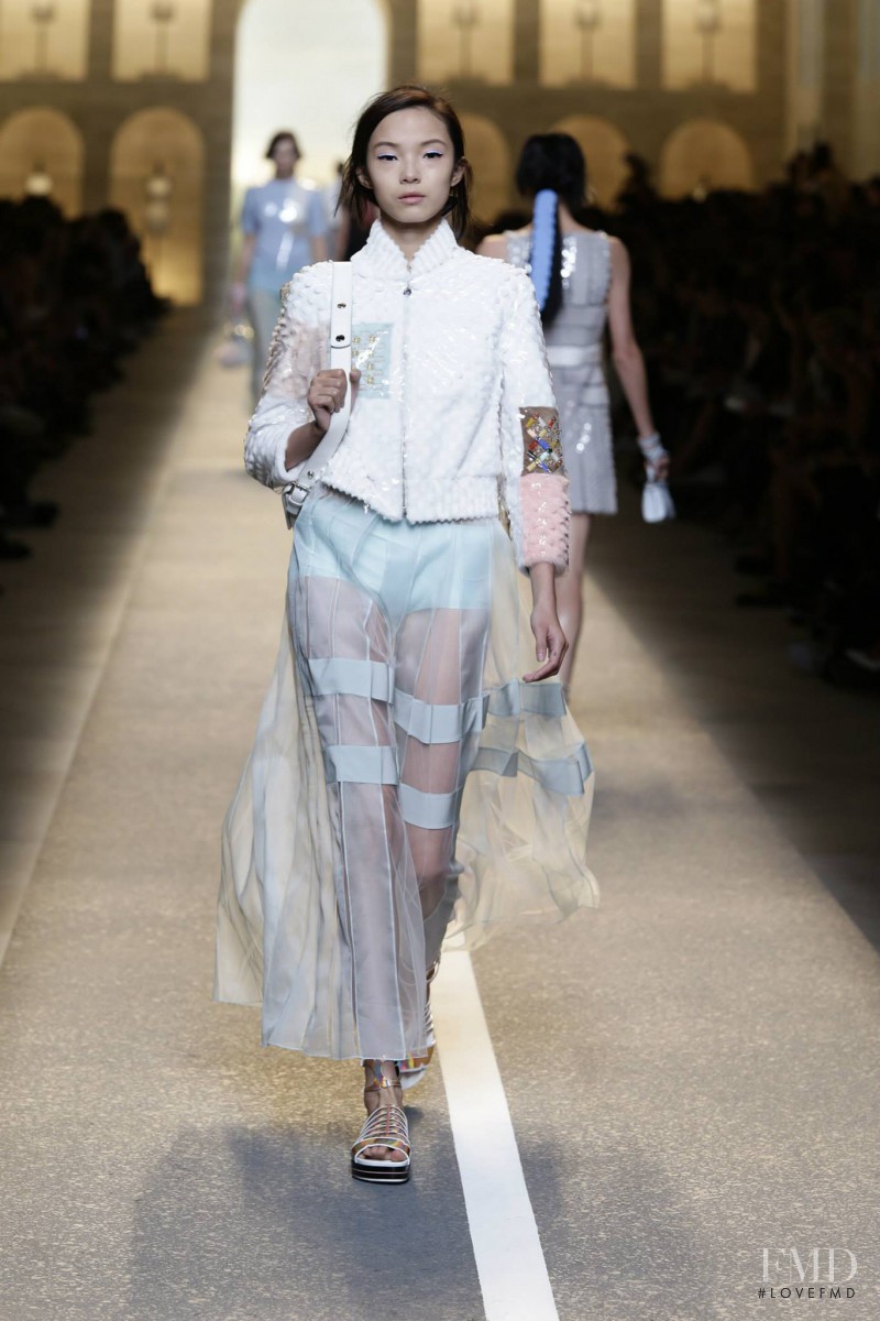 Xiao Wen Ju featured in  the Fendi fashion show for Spring/Summer 2015