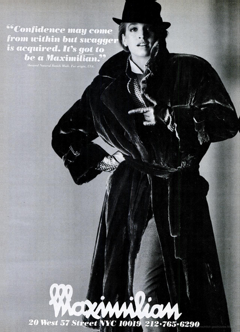 Bonnie Berman featured in  the Maximilian advertisement for Autumn/Winter 1984