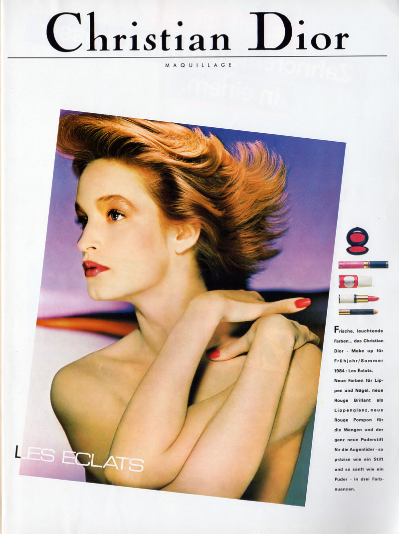 Bonnie Berman featured in  the Dior Beauty Maquillage Les Eclats advertisement for Spring/Summer 1984