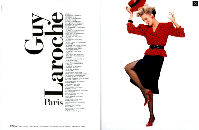 Bonnie Berman featured in  the Guy Laroche advertisement for Spring/Summer 1985