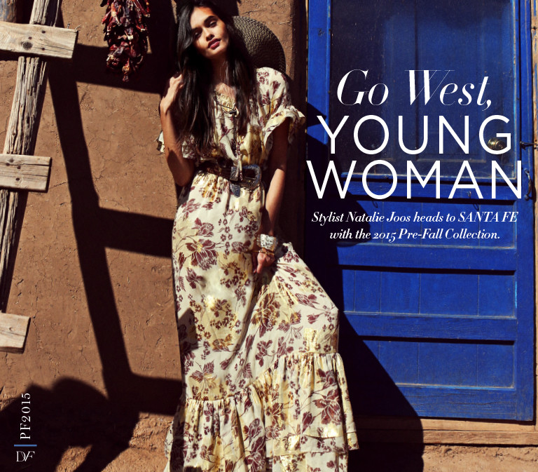 Gizele Oliveira featured in  the Diane Von Furstenberg Go West, Young Woman lookbook for Pre-Fall 2015