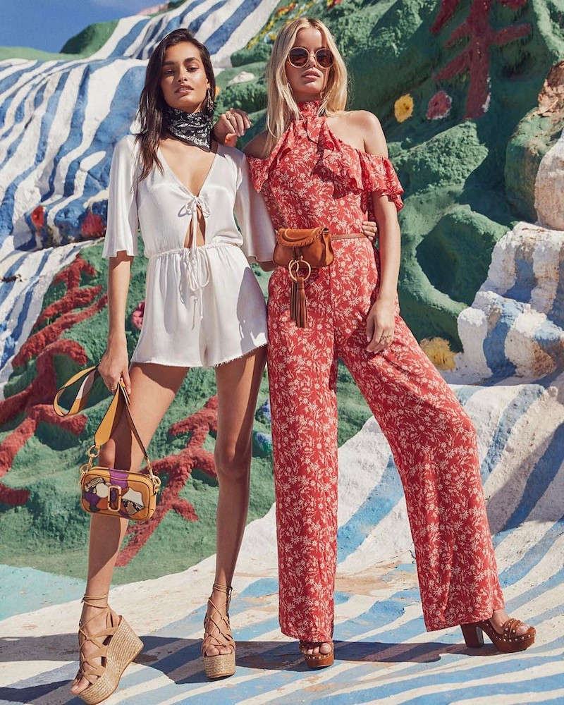 Gizele Oliveira featured in  the REVOLVE Festival lookbook for Spring/Summer 2017