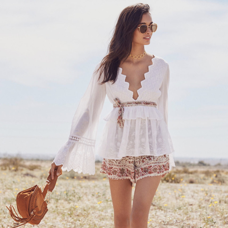 Gizele Oliveira featured in  the REVOLVE Festival lookbook for Spring/Summer 2017