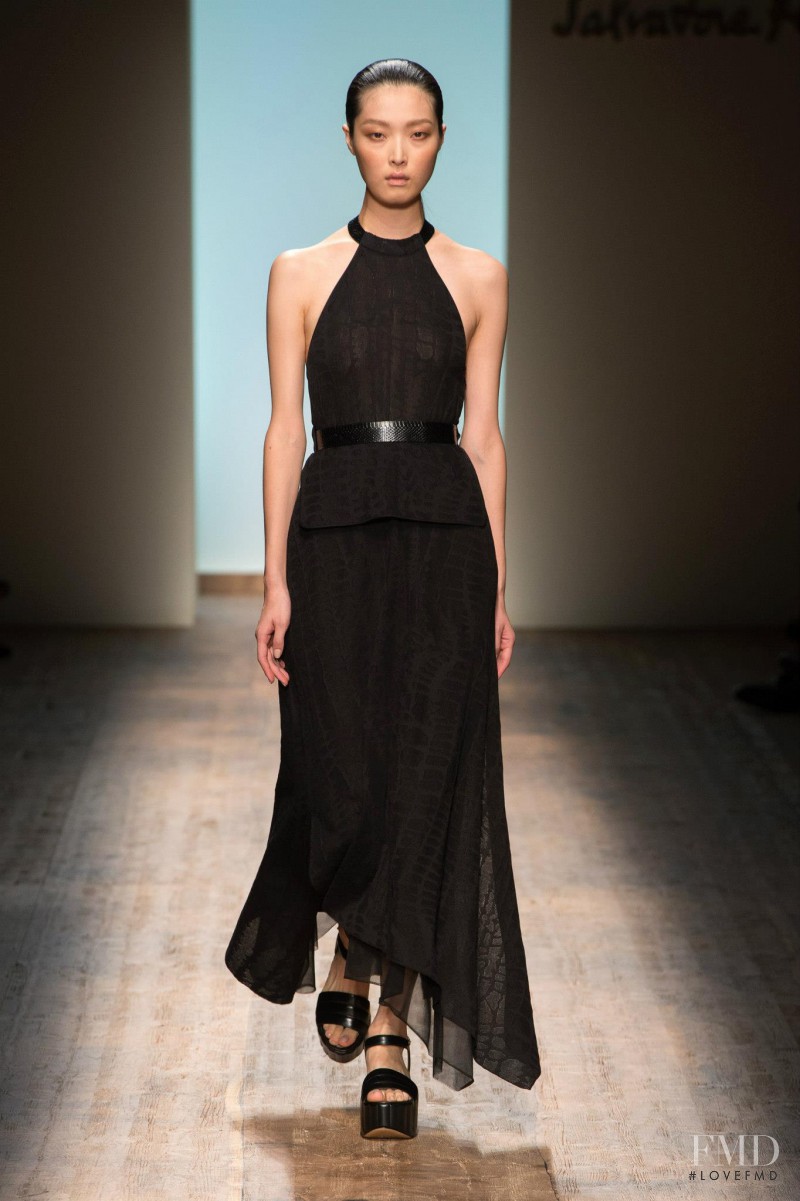 Sung Hee Kim featured in  the Salvatore Ferragamo fashion show for Spring/Summer 2015