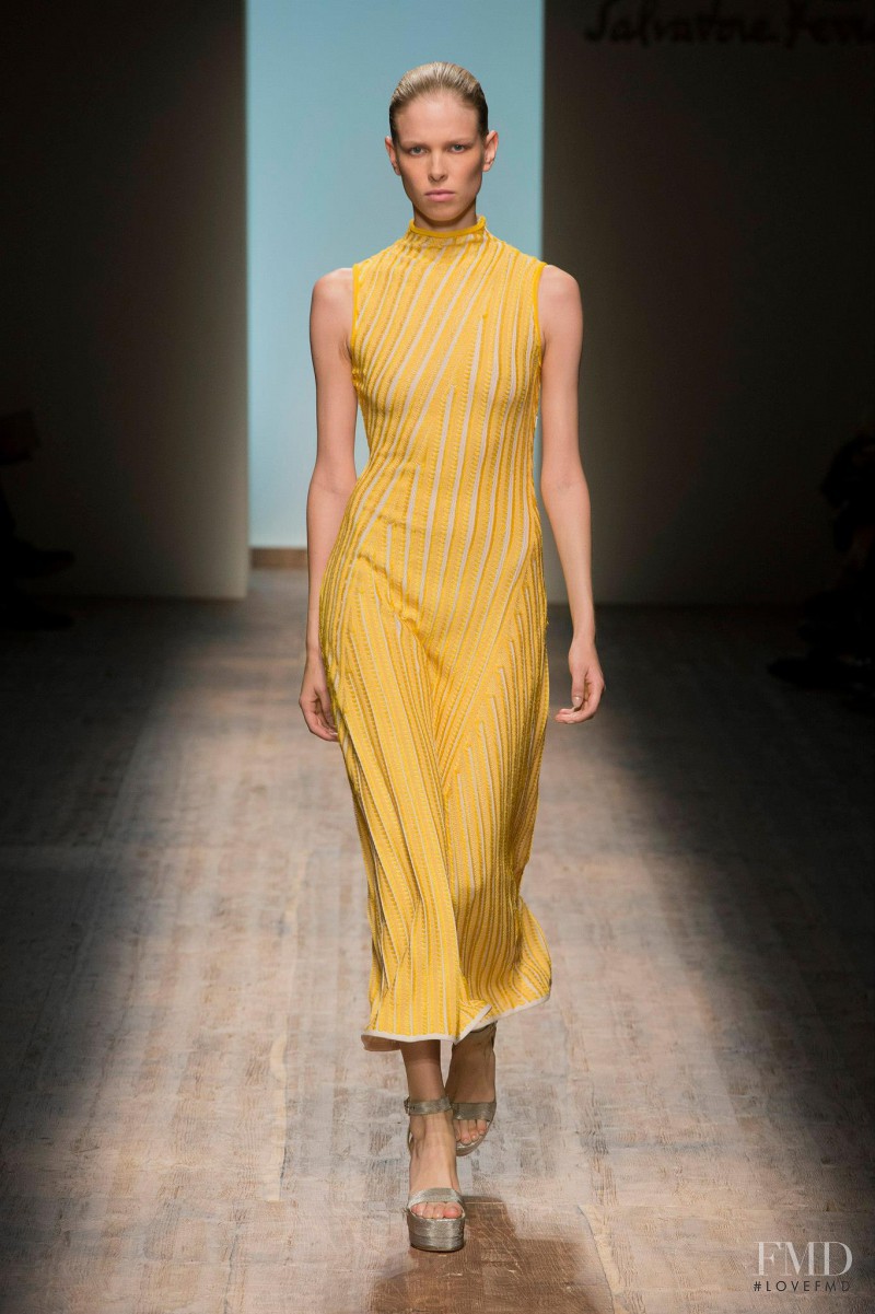Lina Berg featured in  the Salvatore Ferragamo fashion show for Spring/Summer 2015