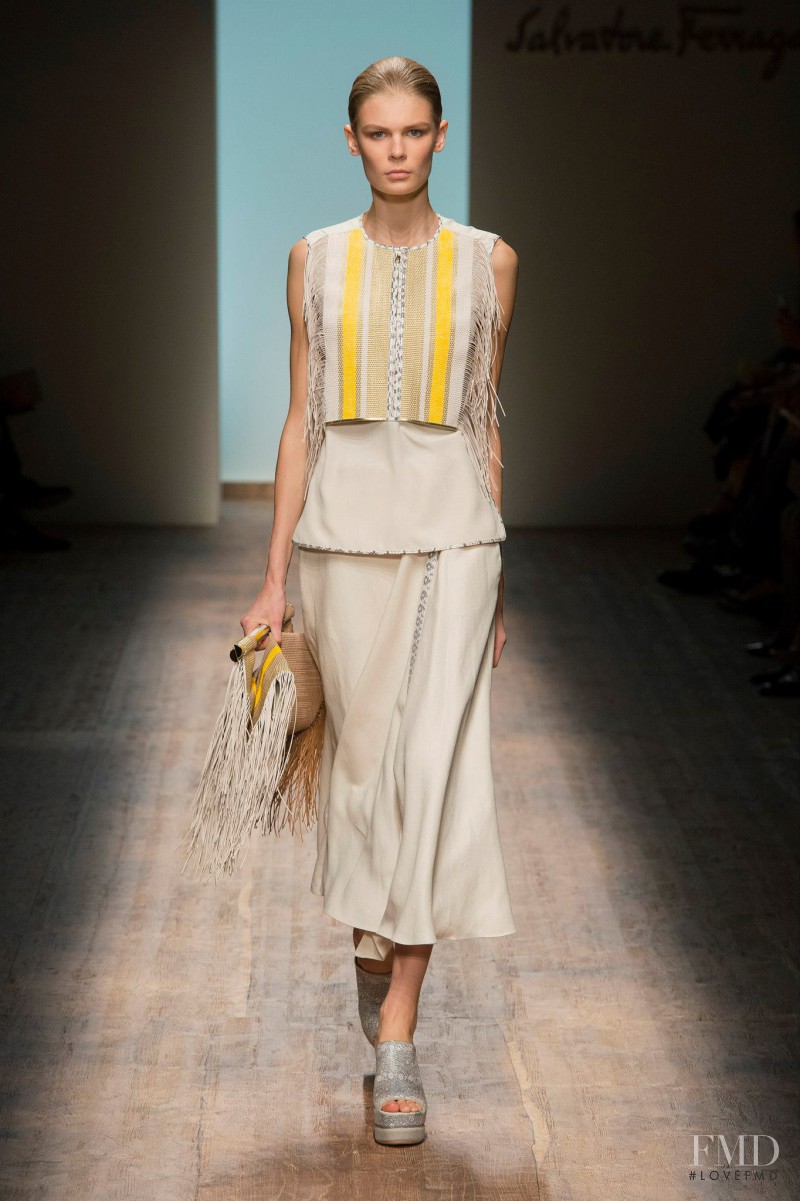 Alexandra Elizabeth Ljadov featured in  the Salvatore Ferragamo fashion show for Spring/Summer 2015
