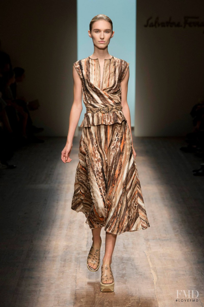 Manuela Frey featured in  the Salvatore Ferragamo fashion show for Spring/Summer 2015