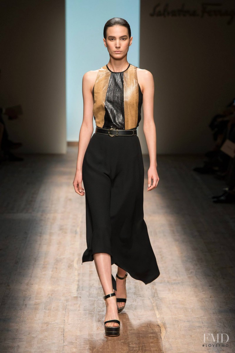 Mijo Mihaljcic featured in  the Salvatore Ferragamo fashion show for Spring/Summer 2015