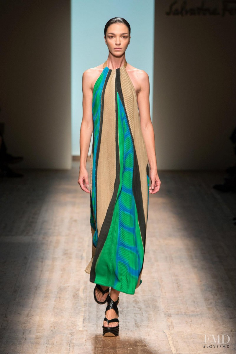Mariacarla Boscono featured in  the Salvatore Ferragamo fashion show for Spring/Summer 2015