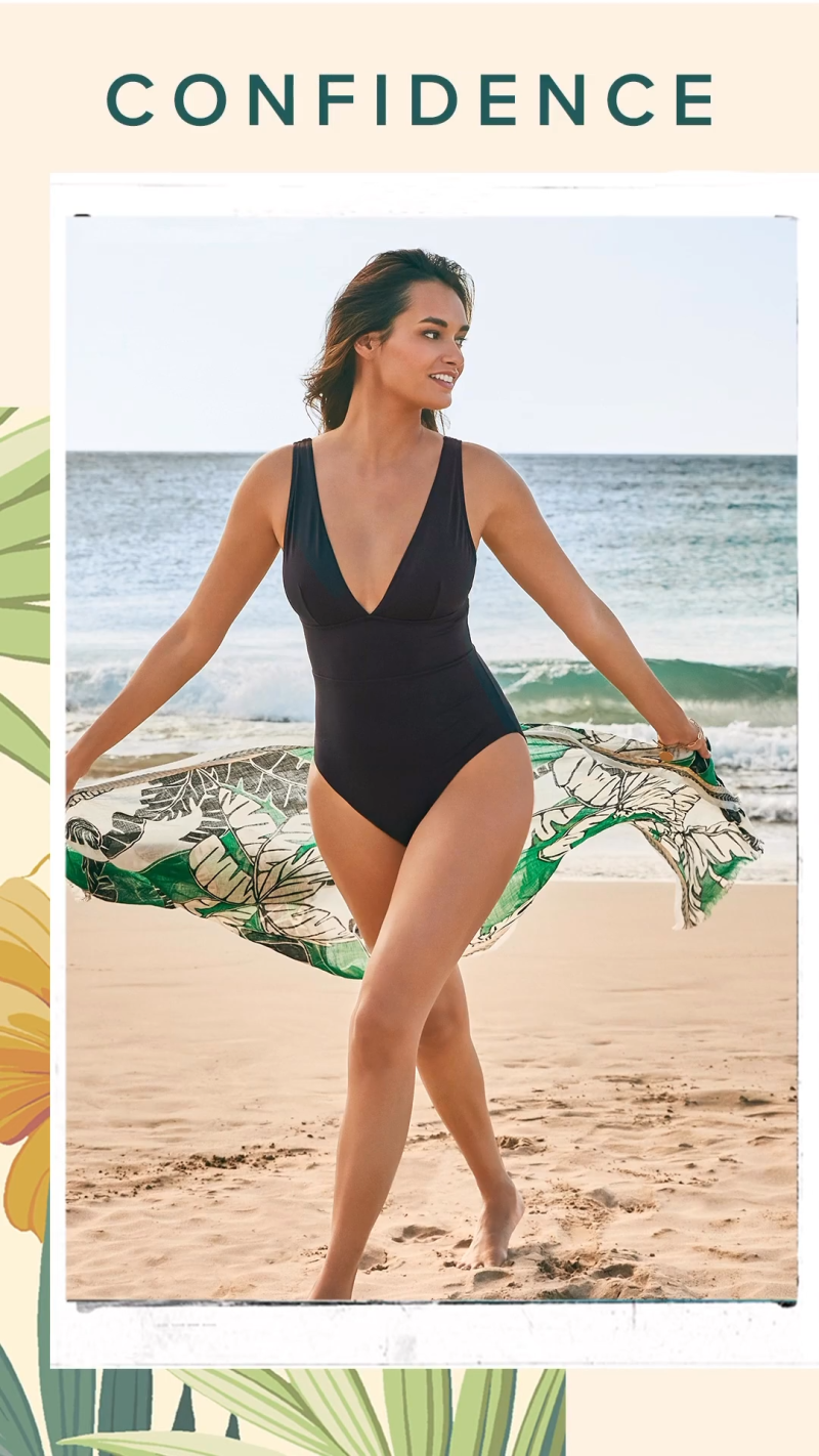 Gizele Oliveira featured in  the Tommy Bahama advertisement for Resort 2023