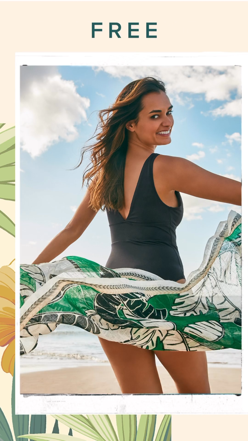 Gizele Oliveira featured in  the Tommy Bahama advertisement for Resort 2023