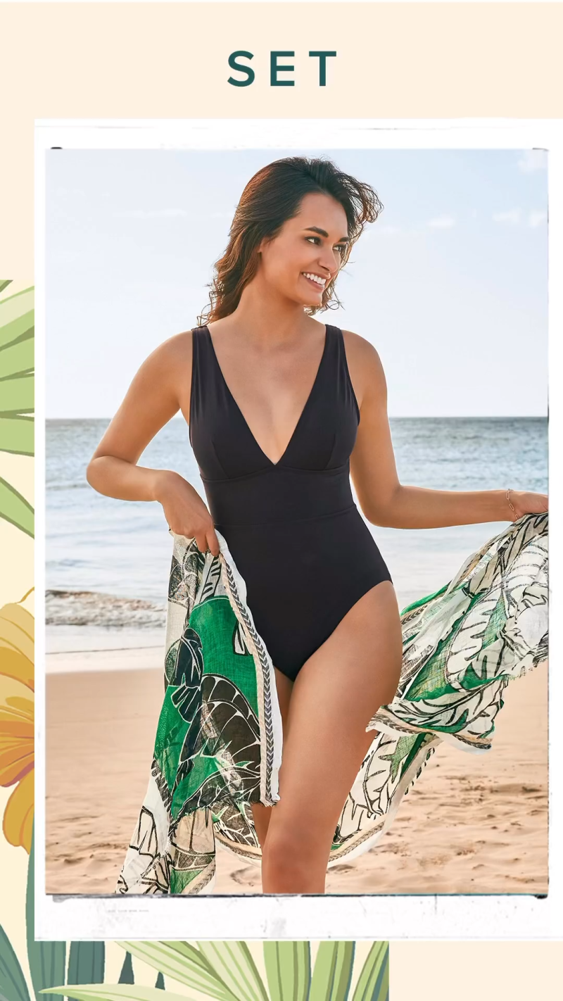 Gizele Oliveira featured in  the Tommy Bahama advertisement for Resort 2023