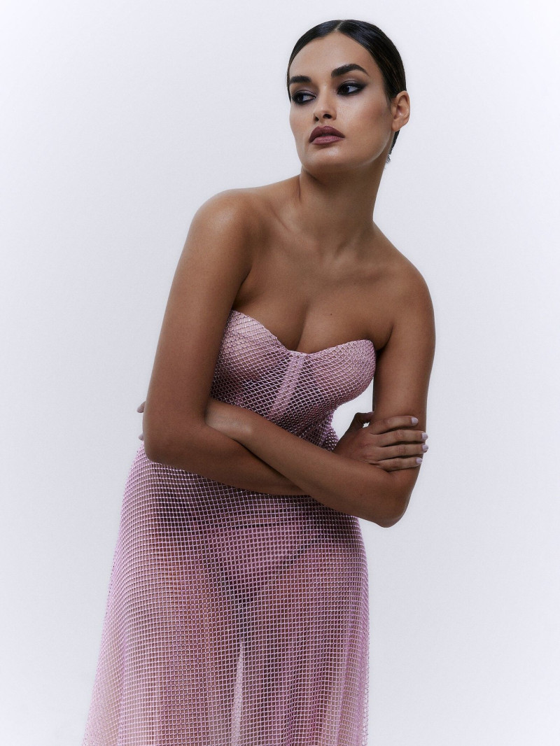 Gizele Oliveira featured in  the Nicole + Felicia Evening Collection  lookbook for Spring/Summer 2023