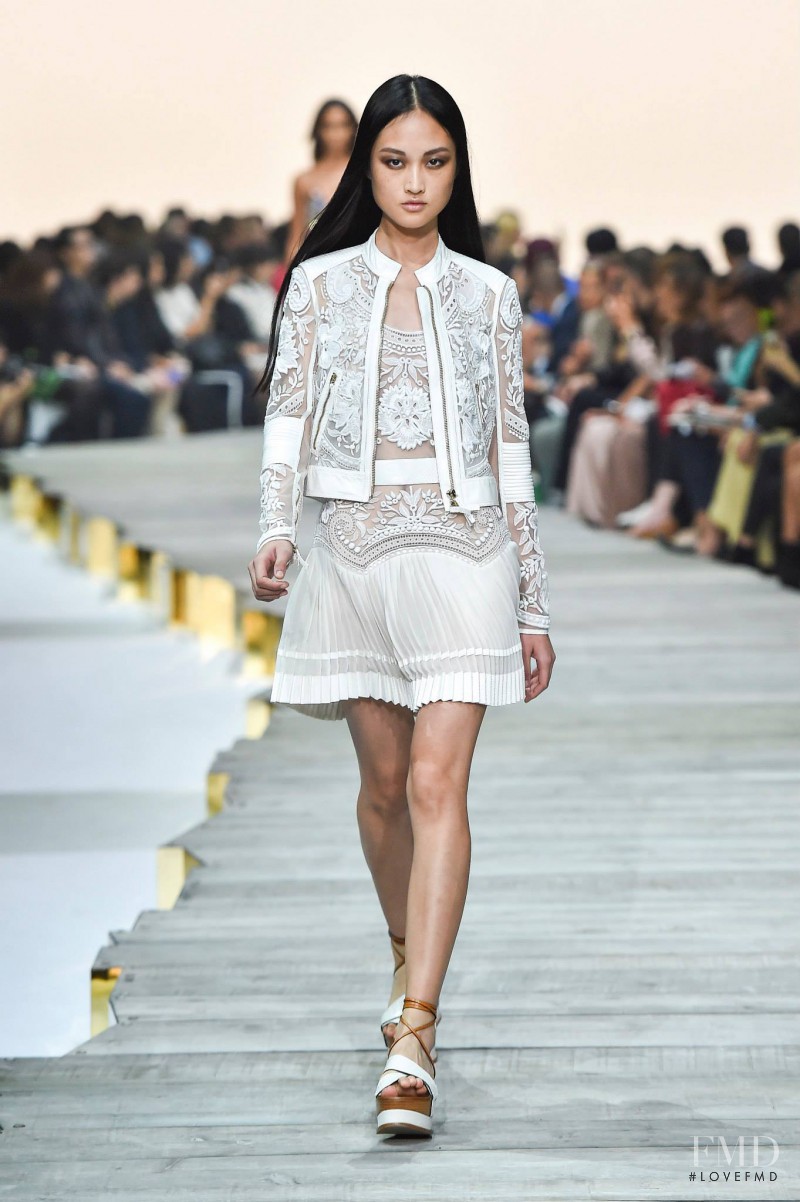 Jing Wen featured in  the Roberto Cavalli fashion show for Spring/Summer 2015