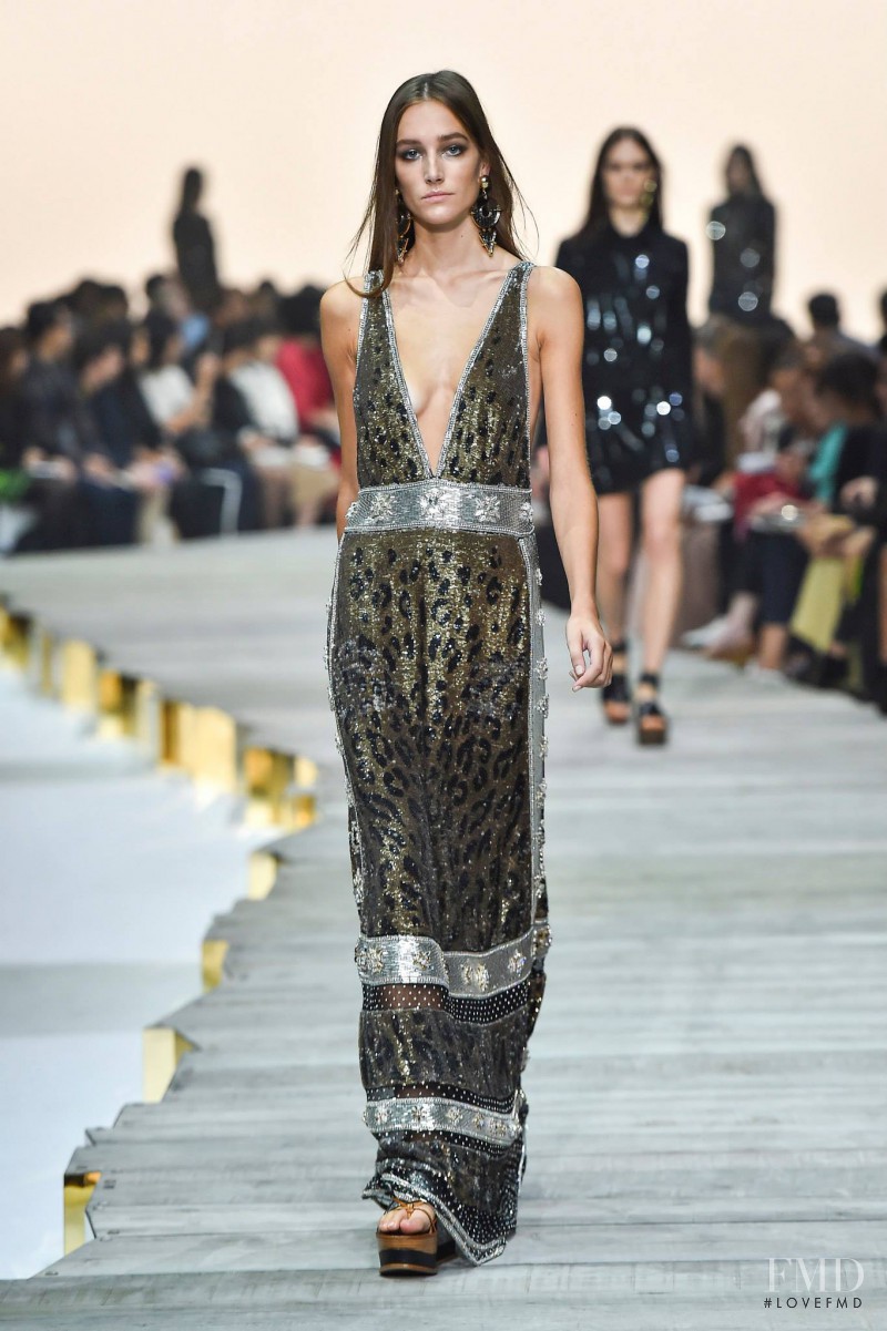 Joséphine Le Tutour featured in  the Roberto Cavalli fashion show for Spring/Summer 2015