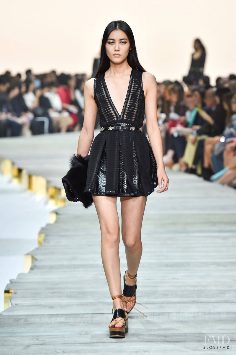 Liu Wen featured in  the Roberto Cavalli fashion show for Spring/Summer 2015