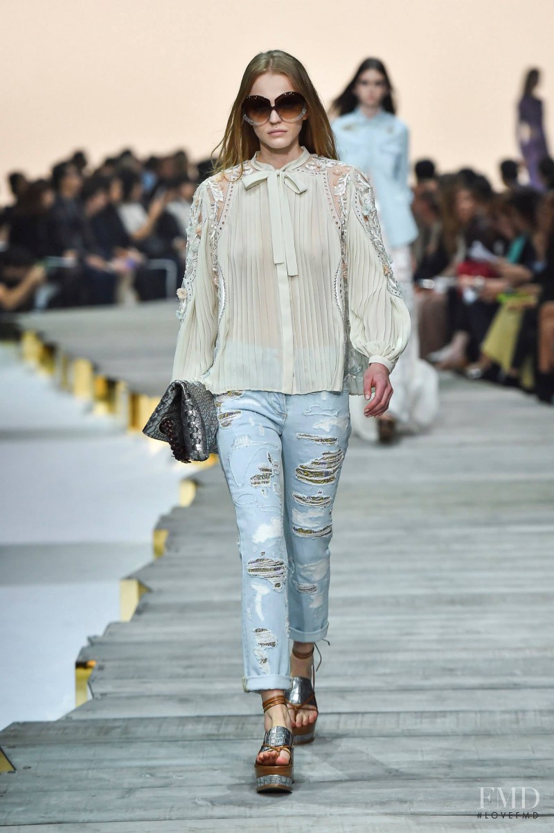 Grace Plowden featured in  the Roberto Cavalli fashion show for Spring/Summer 2015