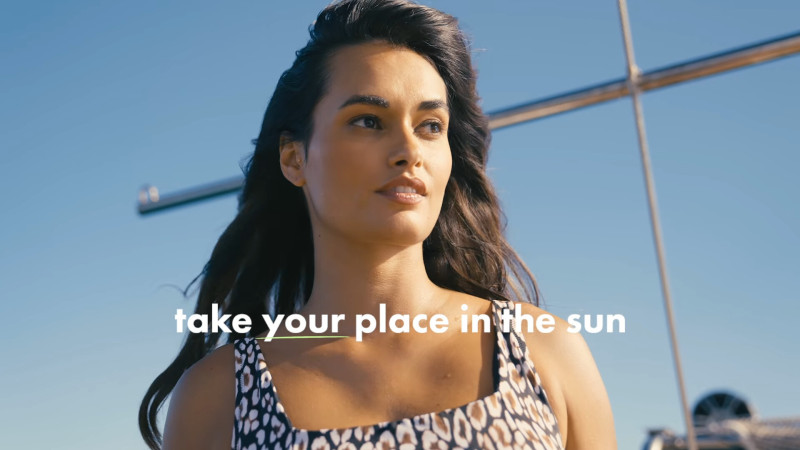 Gizele Oliveira featured in  the Tommy Bahama advertisement for Autumn/Winter 2023