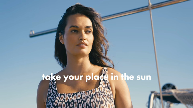 Gizele Oliveira featured in  the Tommy Bahama advertisement for Autumn/Winter 2023