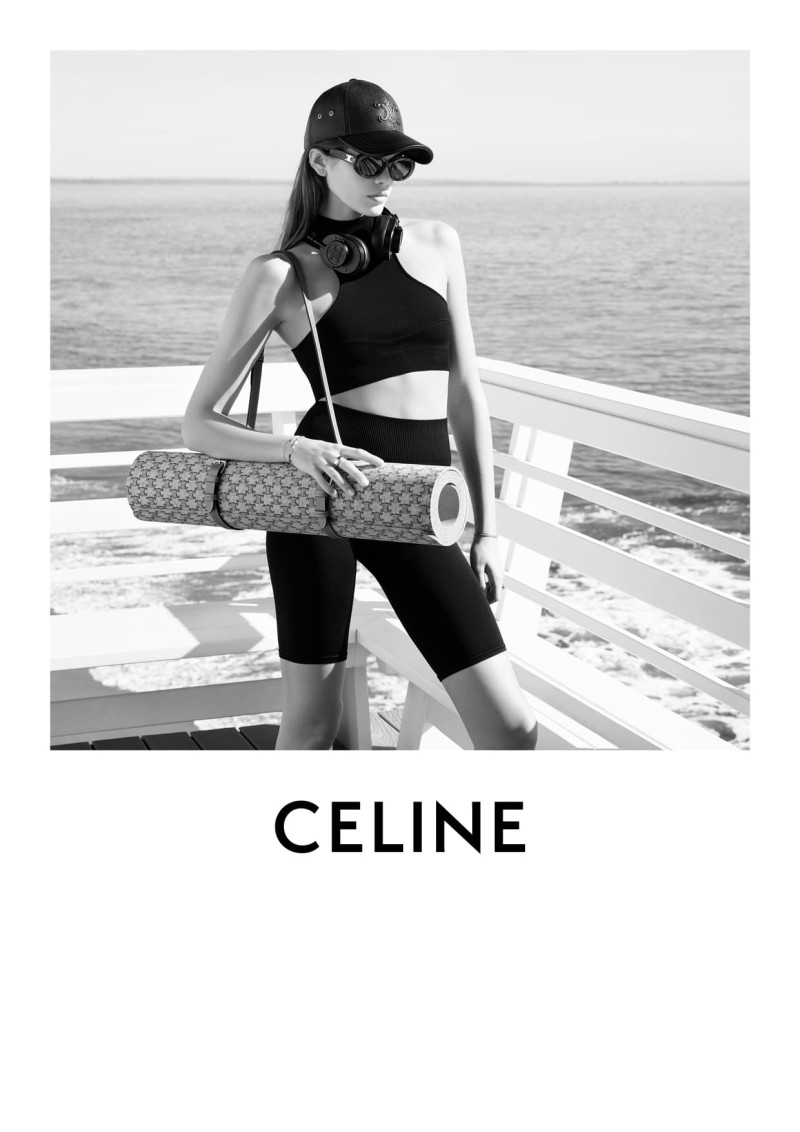 Kaia Gerber featured in  the Celine Pilates Collection 2024 Campaign advertisement for Summer 2024