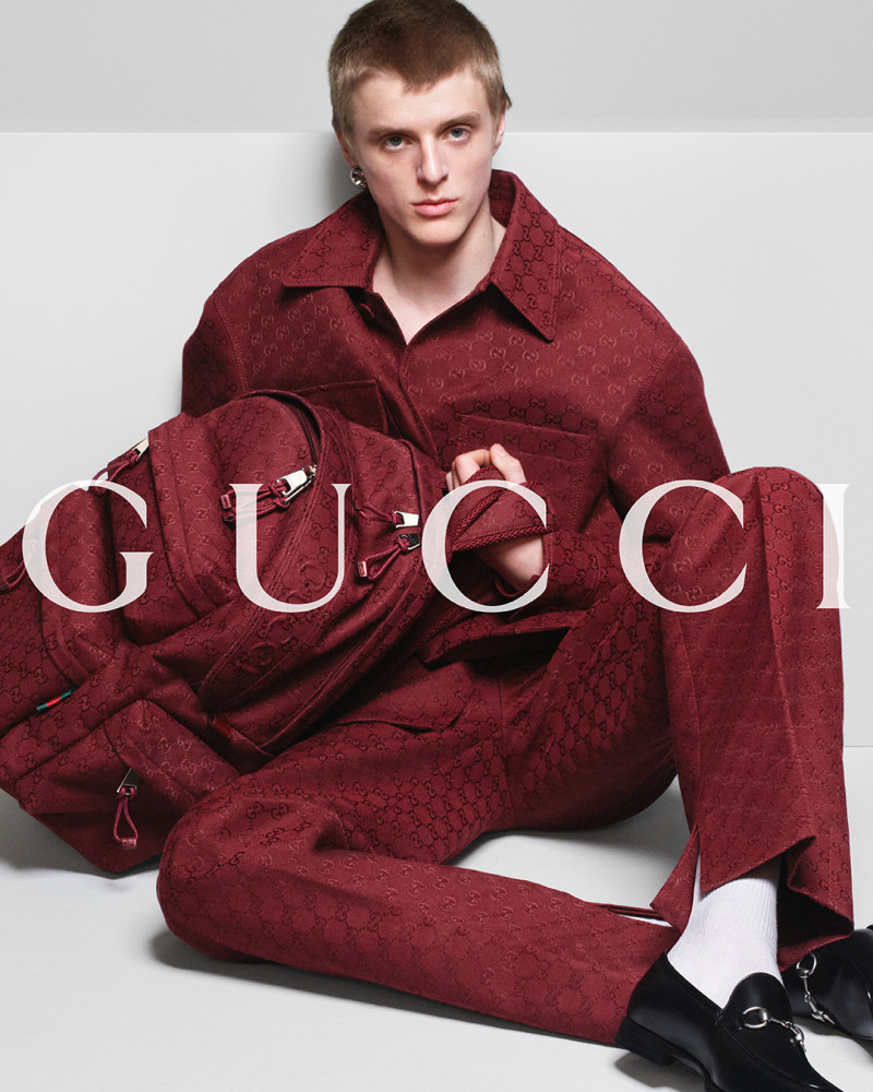 Finn Collins featured in  the Gucci advertisement for Autumn/Winter 2024