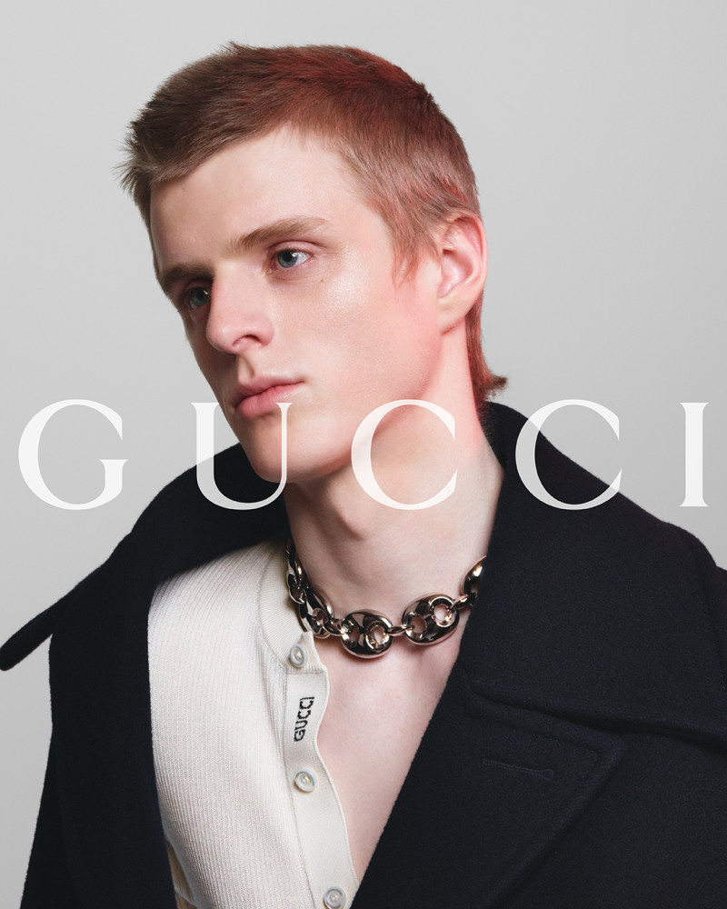 Finn Collins featured in  the Gucci advertisement for Autumn/Winter 2024