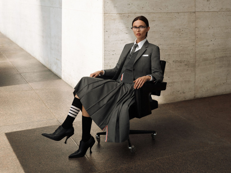 Lucy Lulu Baddeley Wood featured in  the Thom Browne Eyewear 2024 Campaign advertisement for Summer 2024