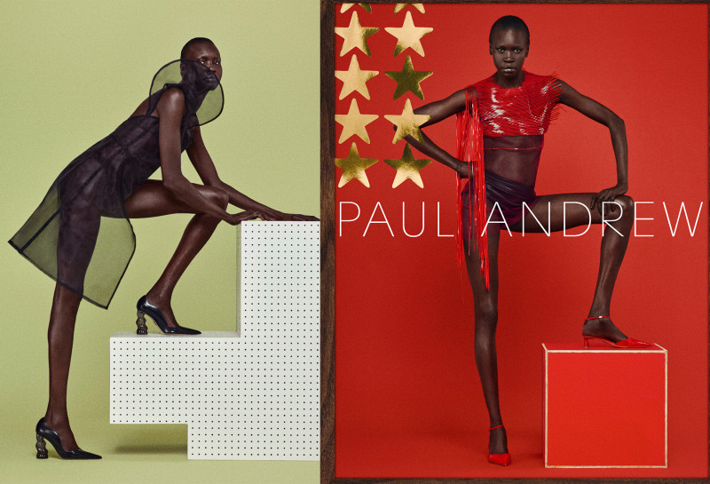 Alek Wek featured in  the Paul Andrew Season Five 2024 Campaign advertisement for Summer 2024