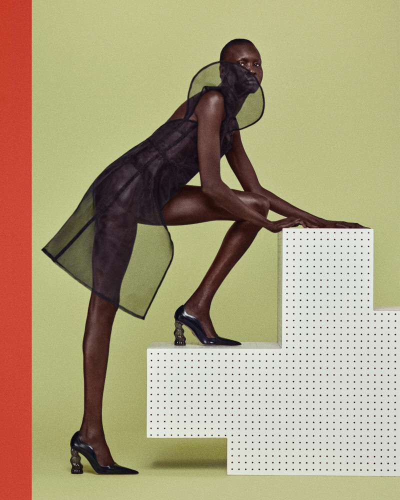 Alek Wek featured in  the Paul Andrew Season Five 2024 Campaign advertisement for Summer 2024