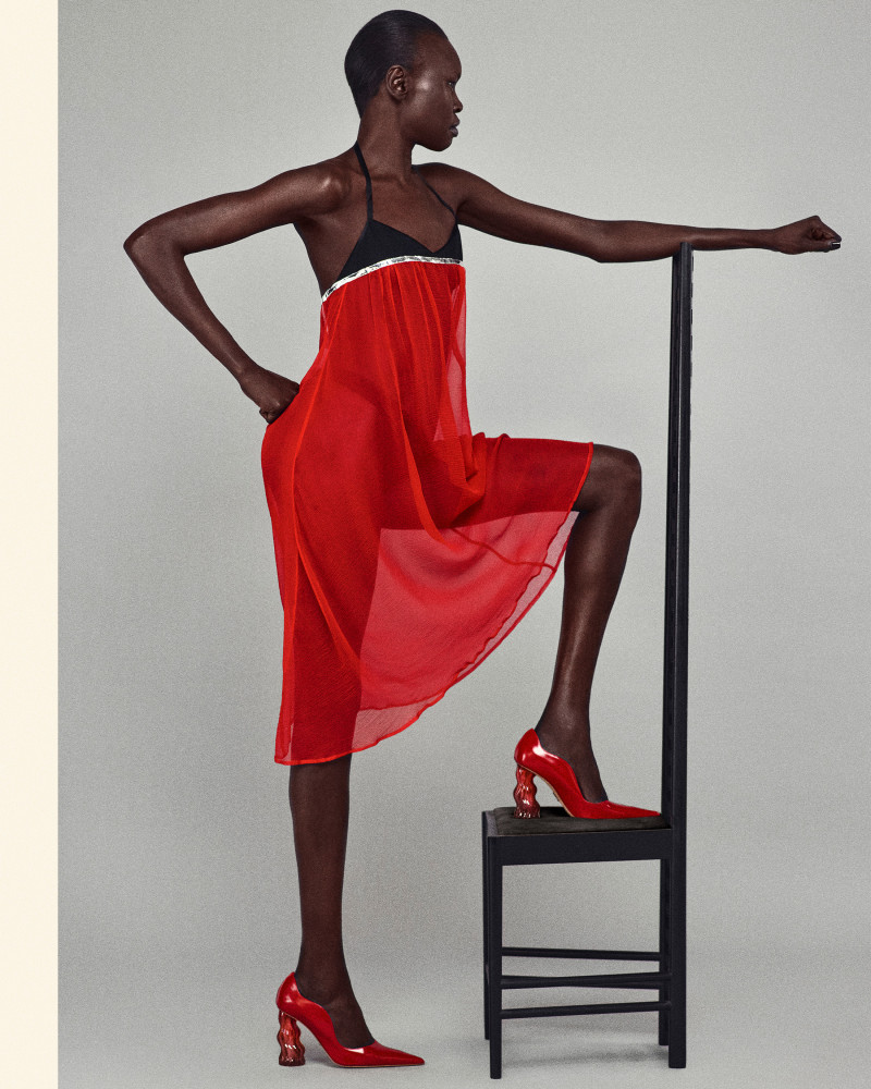 Alek Wek featured in  the Paul Andrew Season Five 2024 Campaign advertisement for Summer 2024