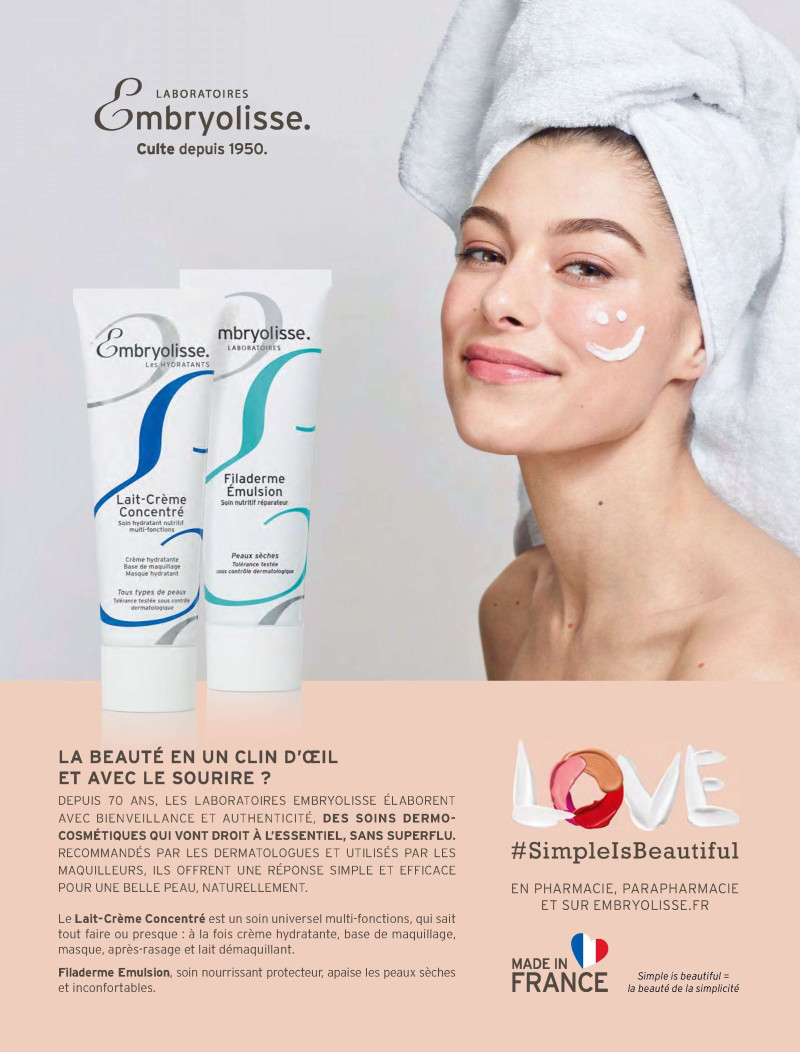 Stéphanie Thais Garcia featured in  the Embryolisse advertisement for Autumn/Winter 2020