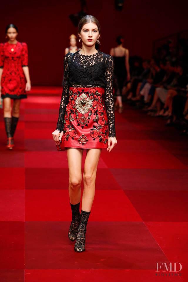 Valery Kaufman featured in  the Dolce & Gabbana fashion show for Spring/Summer 2015